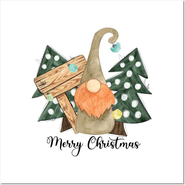 Merry christmas.Christmas gnome Wall Art by HJstudioDesigns